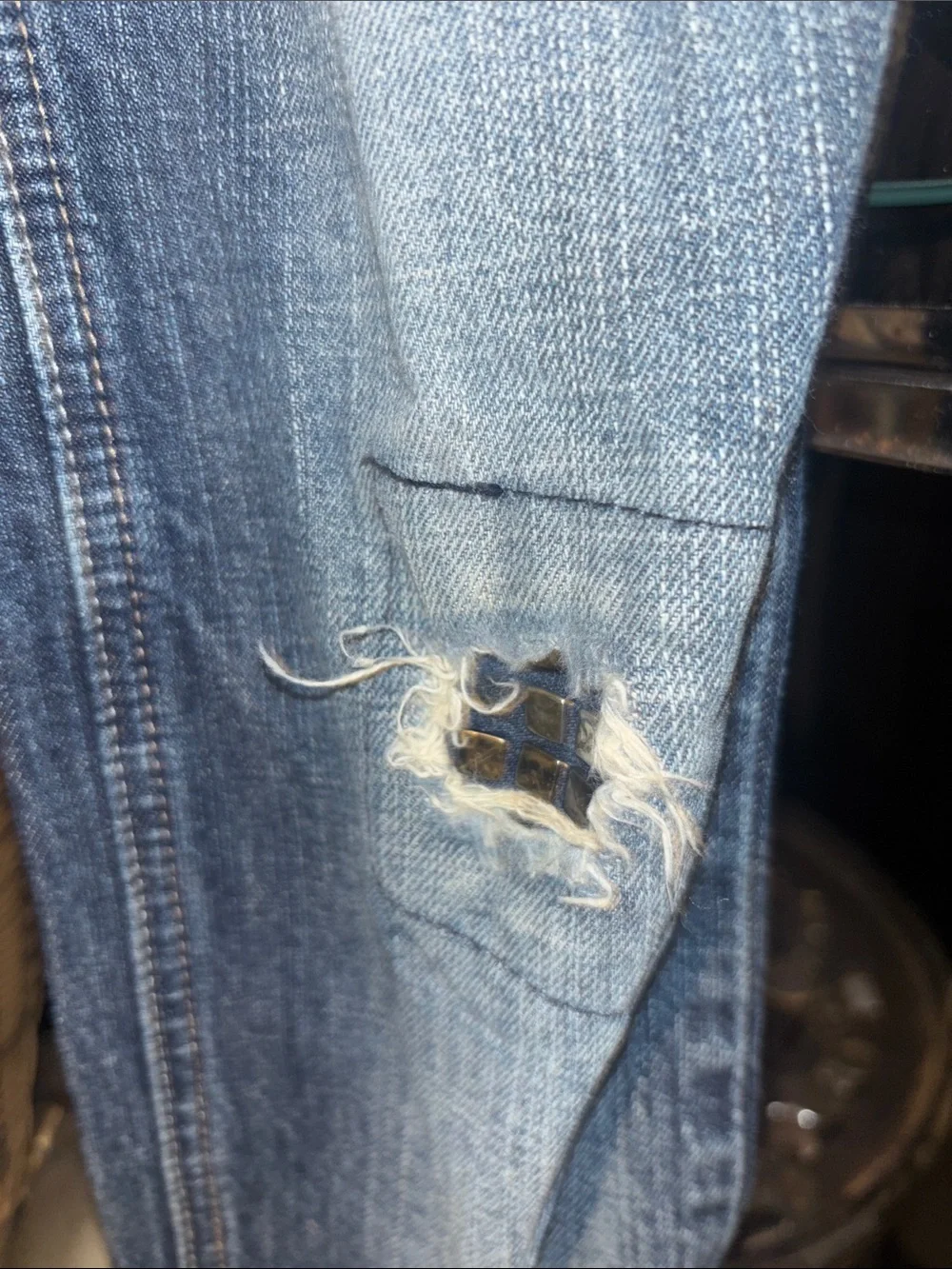 Justice Distressed Blue Jeans with Stud Accents